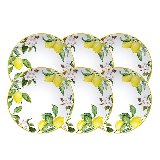 [96950024] JUEGO DE PLATOS HONDOS EN PORCELANA 6 PIEZAS Ø22 CM. CARMEN