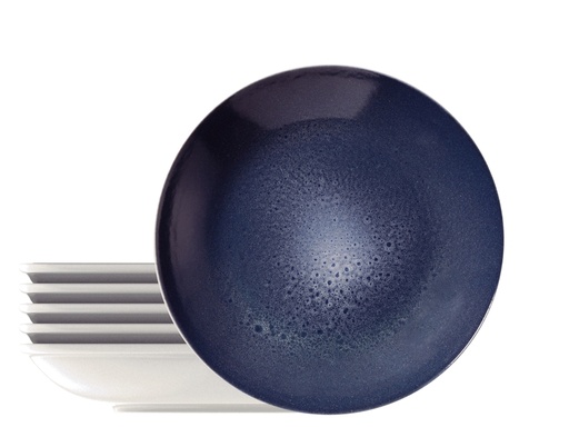 [96950152] JUEGO DE PLATOS HONDOS DE PORCELANA Ø22CM. 6 PIEZAS TOPAZIO