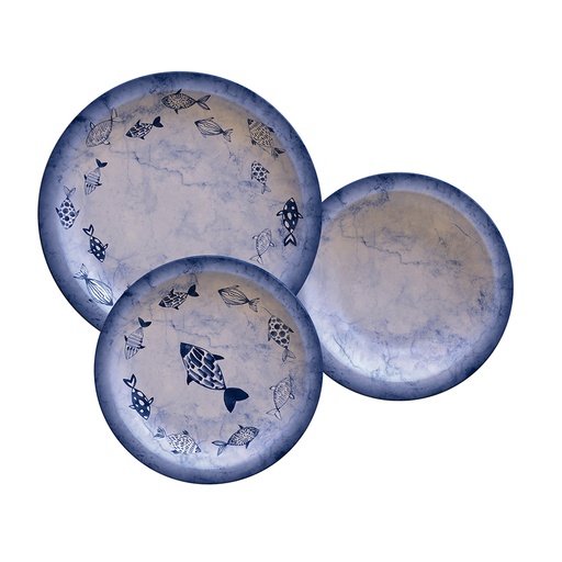 [96989000] JUEGO DE PLATOS EN PORCELANA 12 PIEZAS PECES