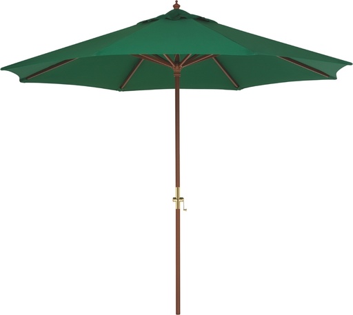 [10999055] SOMBRILLA PLEGABLE DE POLIESTER VERDE Ø3,5 M. CON ESTRUCTURA DE MADERA