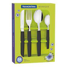 [23299059] JUEGO DE CUBIERTOS NEGROS 24 PIEZAS MUNIQUE