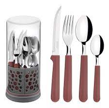 [23299681] JUEGO DE CUBIERTOS NEGROS 27 PIEZAS + ACCESORIO MULTIPLY