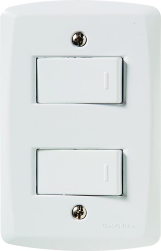[57145040] CONJUNTO ARMADO 2 INTERRUPTORES SIMPLE 10A 250V BLANCO LUX2