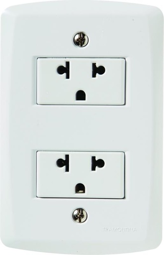 [57145042] CONJUNTO ARMADO 2 TOMACORRIENTE  2P+T UNIVERSAL 10A-15A 250V BLANCO LUX2