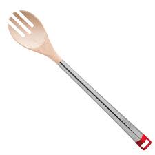 [63820331] TENEDOR PARA ENSALADA DE MADERA MANGO EN ACERO INOXIDABLE CUCINARE
