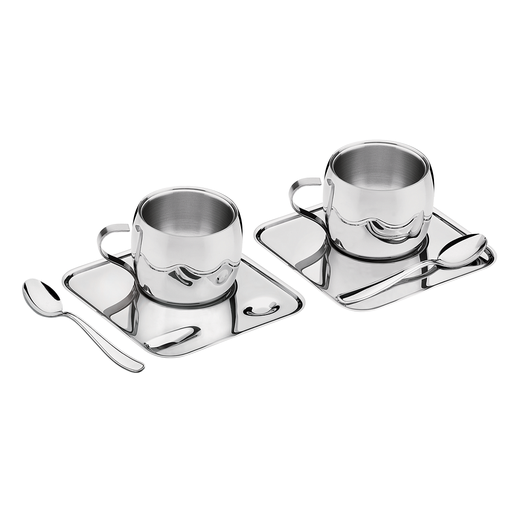 [64430800] JUEGO DE TAZAS PARA TE Y CAPUCCINO ACERO INOXIDABLE 6 PIEZAS
