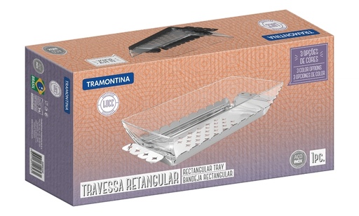 [64800040] BANDEJA RECTANGULAR EN ACERO INOXIDABLE 35X16 CM LUCE