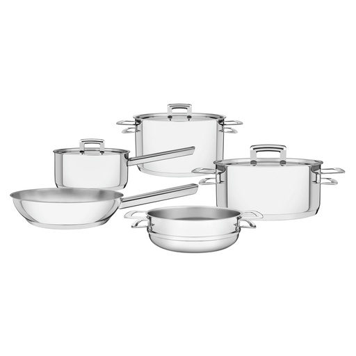 [65400320] JUEGO DE OLLAS EN ACERO INOXIDABLE FONDO TRIPLE 5 PIEZAS BRAVA