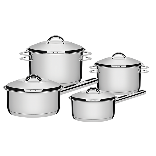 [65510760] JUEGO DE OLLAS EN ACERO INOXIDABLE FONDO TRIPLE 4 PIEZAS SOLAR