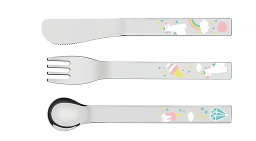 [66975005] JUEGO DE CUBIERTOS PARA NIÑOS EN ACERO INOXIDABLE 3 PIEZAS ALLEGRIA