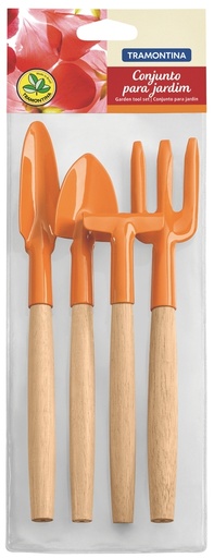 [78104801] JUEGO METALICO PARA MACETAS - 4 PIEZAS, MANGOS DE MADERA