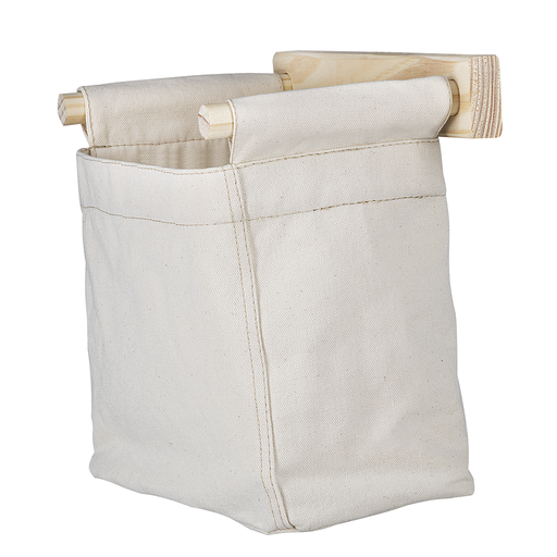 [91751011] CESTO ORGANIZADOR DE PARED EN LONA NATURAL CON SOPORTE DE MADERA