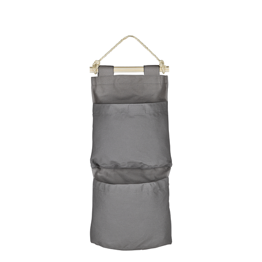 [91751023] ORGANIZADOR DE PARED EN LONA GRIS CON DOS BOLSILLOS Y CUERDA PARA COLGAR