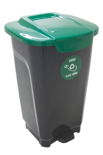 [92813209] BASURERO 50 L NEGRO TAPA VERDE T-FORCE