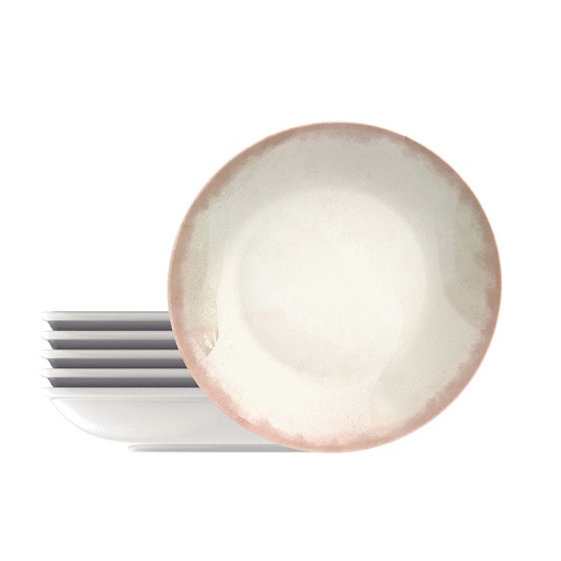 [96950103] JUEGO DE PLATOS HONDOS 22 CM. EN PORCELANA 6 PIEZAS NATUR