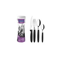 [23399091] JUEGO CUBIERTOS NEGROS 24 PIEZAS IPANEMA