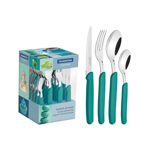 [23499025] JUEGO CUBIERTOS VERDE 24PZAS CARMEL