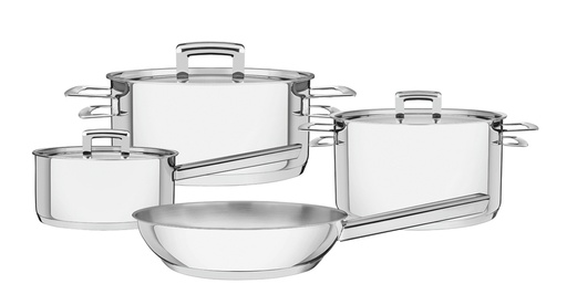 [65400310] JUEGO DE OLLAS EN ACERO INOXIDABLE FONDO TRIPLE 4 PIEZAS BRAVA