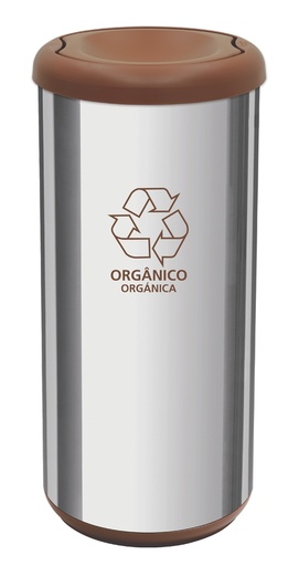 [94539203] BASURERO CAPSULA SELECTA PLUS 40 L, TAPA DE VAIVEN CAFE, EN ACERO INOX.