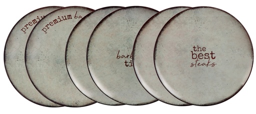 [96950277] JUEGO DE PLATOS RASOS DE PORCELANA Ø28 CM. 6 PIEZAS CHURRASCO RUSTIC