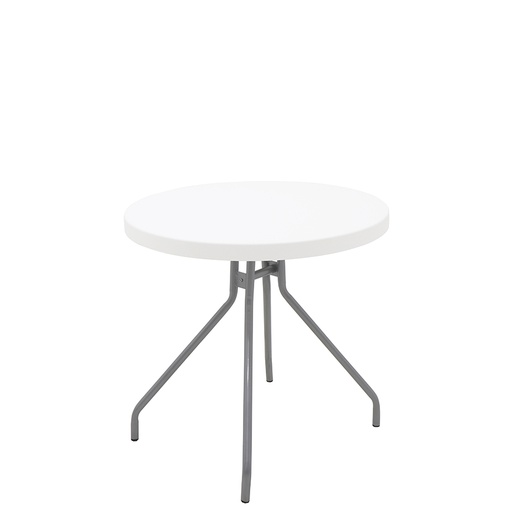 [92394010] MESA BLANCA CIRCULAR Ø79 CM. CON PATAS DE ALUMINIO ZETA