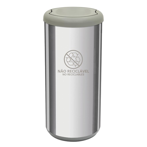 [94539206] BASURERO CAPSULA SELECTA PLUS 40 L, TAPA DE VAIVEN GRIS, EN ACERO INOX.