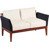 [13854056] SOFA 2 PLAZAS DE FIBRA NEGRA Y MADERA JATOBA CON ECO BLINDAGE