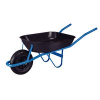 [77703434] CARRETILLA DE MANO CON CAJA RASA PLASTICA NEGRA 50 L, BRAZO METALICO Y LLANTA CON CAMARA
