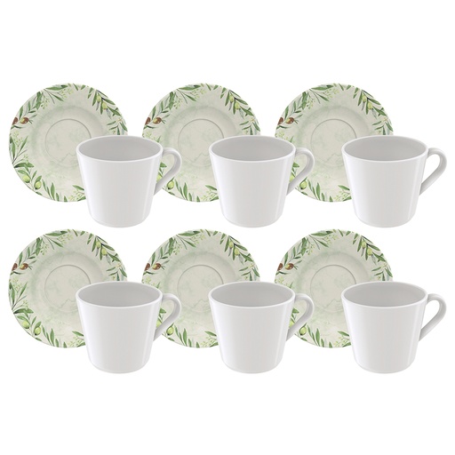 [96950088] JUEGO DE TAZA Y PLATILLO PARA TE 185 ML OLIVA