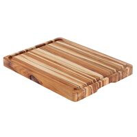 [13089351] TABLA CON ASA Y RANURA DE MADERA TECA 50X38 CM BBQ