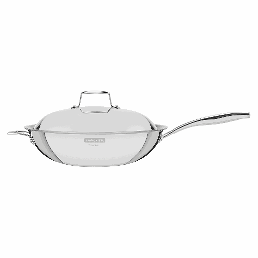 [62158320] OLLA WOK EN ACERO INOXIDABLE FONDO TRIPLE CON MANGO 5,2 L. Ø32 CM. GRANO