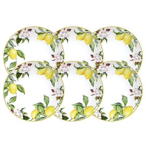 [96950022] JUEGO DE PLATOS RASOS EN PORCELANA 6 PIEZAS Ø28 CM. CARMEN