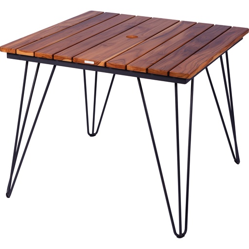 [14527051] Mesa Tramontina Tarsila Cuadrada en Madera de Teca con Estructura de Acero al Carbono y Acabado Ecoclear Grafito