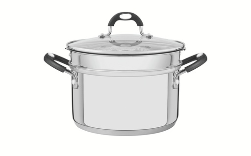 [65120100] OLLA VAPORERA EN ACERO INOX Ø20 CM. 3,6L. 2 PIEZAS ASTRO SILICONE