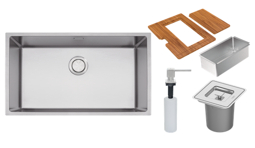 [94000163] CUBA QUADRUM 70, DESIGN COLLECTION, EN ACERO INOX., 70X40 CM CON ACCESORIOS