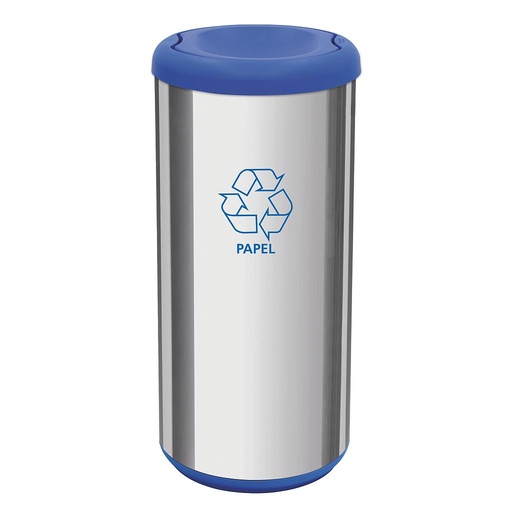 [94539201] BASURERO CAPSULA SELECTA PLUS 40 L, TAPA DE VAIVEN AZUL, EN ACERO INOX.