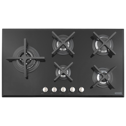 [94731124] PLACA DE COCCION PENTA GLASS FLAT BLACK 5GG B 90 SAFESTOP, DESIGN COLLECTION, EN VIDRIO TEMPLADO, 90X50 CM
