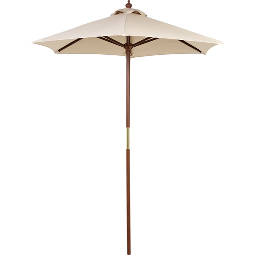 [14587081] SOMBRILLA PLEGABLE DE POLIESTER BEIGE Ø2 M. CON ESTRUCTURA DE MADERA