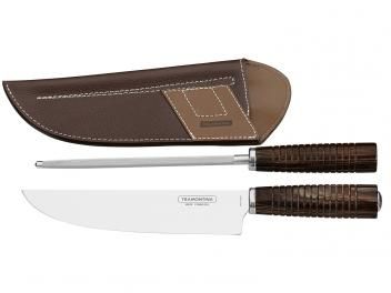 [21199995] JUEGO DE CUCHILLO PARA CARNE 8" EXTREME CON CHAIRA Y FUNDA DE CUERO