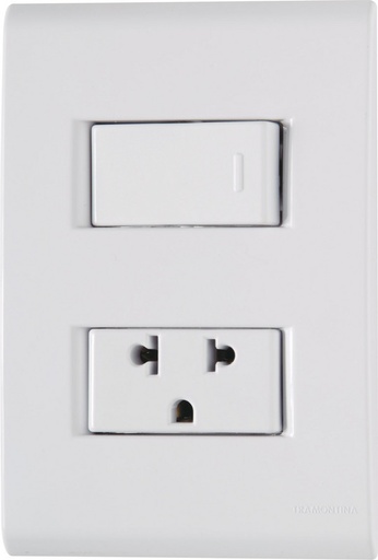 [57170047] CONJUNTO ARMADO INTERRUPTOR SIMPLE + TOMACORRIENTE 2P+T UNIVERSAL 10A-15A 250V BLANCO LIZ