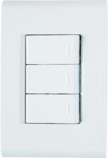 [57170070] CONJUNTO ARMADO 3 INTERRUPTORES SIMPLES 10A 250V BLANCO LIZ