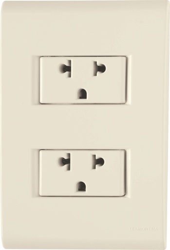 [57171042] CONJUNTO ARMADO 2 TOMACORRIENTES 2P+T 10A-15A 250V BEIGE LIZ