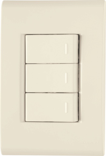 [57171070] CONJUNTO ARMADO 3 INTERRUPTORES SIMPLE 10A 250V BEIGE LIZ
