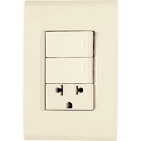 [57171072] CONJUNTO ARMADO 2 INTERRUPTORES SIMPLE + TOMACORRIENTE 2P+T BEIGE LIZ