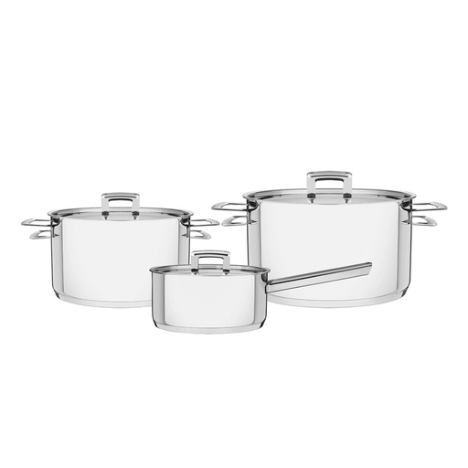 [65400300] - JUEGO DE OLLAS EN ACERO INOXIDABLE FONDO TRIPLE 3 PIEZAS BRAVA