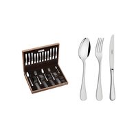 [66928203] JUEGO DE CUBIERTOS EN ACERO INOXIDABLE CON CAJA DE MADERA DE LUJO 42 PIEZAS CLASSIC