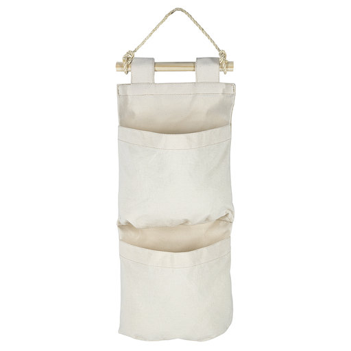 [91751021] ORGANIZADOR DE PARED EN LONA NATURAL CON DOS BOLSILLOS Y CUERDA PARA COLGAR