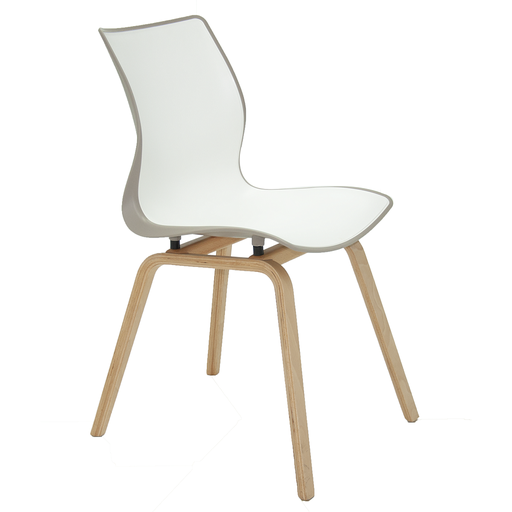 [92066210] SILLA BLANCA Y GRIS CON BASE MADERA MAJA
